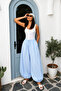 Baby Blue Lace-Up Waist Elastic Cuffed Balloon Pants Sh390 - 3