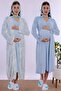 Floral Patterned Dressing Gown Maternity Nightgown Set Effortt - Blue