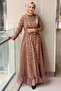 Floral Sequin and Bead Embroidered Chiffon Combination Evening Dress