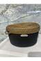 Jute Wicker Black Gold 15X25 cm Makeup Basket and Storage Box Dowry Gift Box - 2