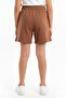 Girl's Printed Basic Shorts with Elastic Waist - Pocket Detail - 5
