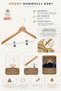 Wooden M002-Çm Latch Shirt and Skirt Hanger Natural Color 14 Pieces