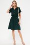 Women's Dark Green Elastic Waist Short Sleeve Shirt Dress Arm-23Y001035 - 5