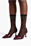 Women's zebra patterned thin socks black/silver - 2