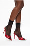 Women's black embossed stripe thin socks - 2