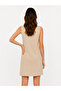 Women's Round Neck Zero Sleeve Beige Dress - 15364156 - 2