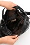 Faux Leather Soft Woven Shoulder Bag Black (Model: 571-11-13B) - 4
