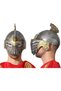 Roman Byzantine Helmet Miğferi with Gold Color Moving Head on Silver 25X20 cm (5263)