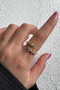 Steel Ring Elegant Zircon Stone Adjustable Women's Non-Tarnish Ring - 2