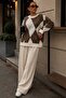 Ecru Baklava Pattern Women's Knitwear Sweater Mg2190