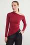 Basic Asymmetric Slit One Shoulder Blouse - 3