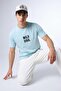 Men's Wild Soul Text Print Oversize Blue Loose T-Shirt - 5