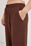 Women's Balloon Fit Loose Brown Muslin Elasticated Trousers - 3