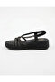 Women's Cross-Strapped Stone Embellished Wedge Heel Sandals with Elastic Back - 3
