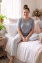 Striped Focus Printed Plus Size Short Sleeve Pajama Set
