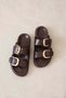 Harden Women's Buckle Detail Daily Comfort Leather Slippers Brown - 2