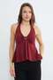 Halter Neck Covered Blouse with Buckle Accessories - 2