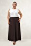 65003 Plus Size Elastic Waist Modal Skirt - Brown