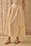 Belted Voile Skirt Beige