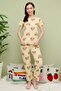 Teddy Bear Patterned Crew Neck Short Sleeve Pajama Set