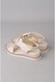 Seç 107614 Stone Detail Genuine Leather Women's Sandals Beige-Gold - 7