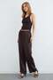 Elastic Waist Pocketed Palazzo Satin Trousers - 4