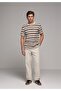 Regular Fit Mid Waist Straight Leg Men's Beige Trousers - 3