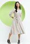 Women's Polo Collar Buttoned Waist Belted Long Dress Beige - 2