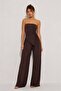Women's Strapless Tie-Up Asymmetrical Cut Blouse and Wide Leg Pants - 2