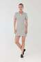 Striped Collar Half Button Dress - 3