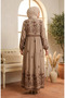Plus size floral print viscose dress 4084-08 mink - 5