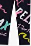 Girl's Tights Colorful Text Printed 8-14 Years, Navy Blue - 3