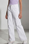 Girl's Gabardine Trousers with Cargo Pocket Detail, Ages 10-14, White