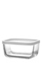 Cube Glass Storage Container Single Small Size 405 ml Rectangular White Plastic Lid (for Breakfast) - 3