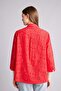 100% Cotton Oversized Shirt Collar Embroidered Long Sleeve Red Blouse G8828Ax26Sm - 7