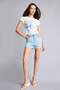 High Waist Pocket Washed Skinny Leg Jean Shorts E0702Ax25Sm