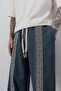 Men's Ethnic Striped Detail Doubleface Baggy Sweatpants Petrol - 6