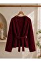 Belted Women's Beard Knitwear Cardigan 75 cm