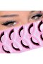 5 Pairs False Eyelashes Natural Appearance, Fluffy Mink Cat Eyes & Fox Eyes, Fine Hairs Fairy Sty...