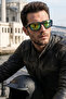 Men's Uv400 Matte Black Mirrored Biker Sunglasses 23035 C2 m - 3
