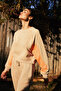 Beige High Waist Dkiş Detailed Patrizia Sweatpants - Saude Collection