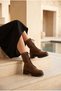 Genuine Leather Brown Suede Long Lace-Up Women's Boots – Trendy Thick Sole Casual and Stylish Model - 4
