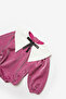 Fuchsia Collar Detailed Glitter Baby Girl Jumpsuit - Bailey - 3