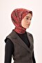 Thin Cotton Soft Scarf Red-Anthracite Patterned Non-Slip Textured Tok Duruşlu 90X90 - 5
