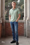 Men’s Green Slim Fit Cotton Polo Neck T-Shirt with Shrink-Resistant Fabric - 7