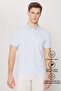Light Blue Slim Fit Cotton Polo Neck T-Shirt with Wrinkle-Resistant Fabric - 2
