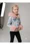 Girl's Hooded Blue Denim Jacket with Fur Detail on Sleeves - 2