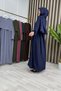 Güli̇zar Elbi̇se Ayrobin Fabric Women's Navy Blue Hijab Dress with Cape Detail - 2