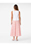 Pocketed Bell-Cut Striped Midi Skirt with Floral Detail - 3