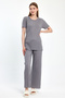 Women's Seasonal Short Sleeve Thin Fabric Gray Corded Suit - 5